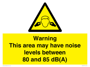 Warning Noise Levels in this area between 80 and 85 dB